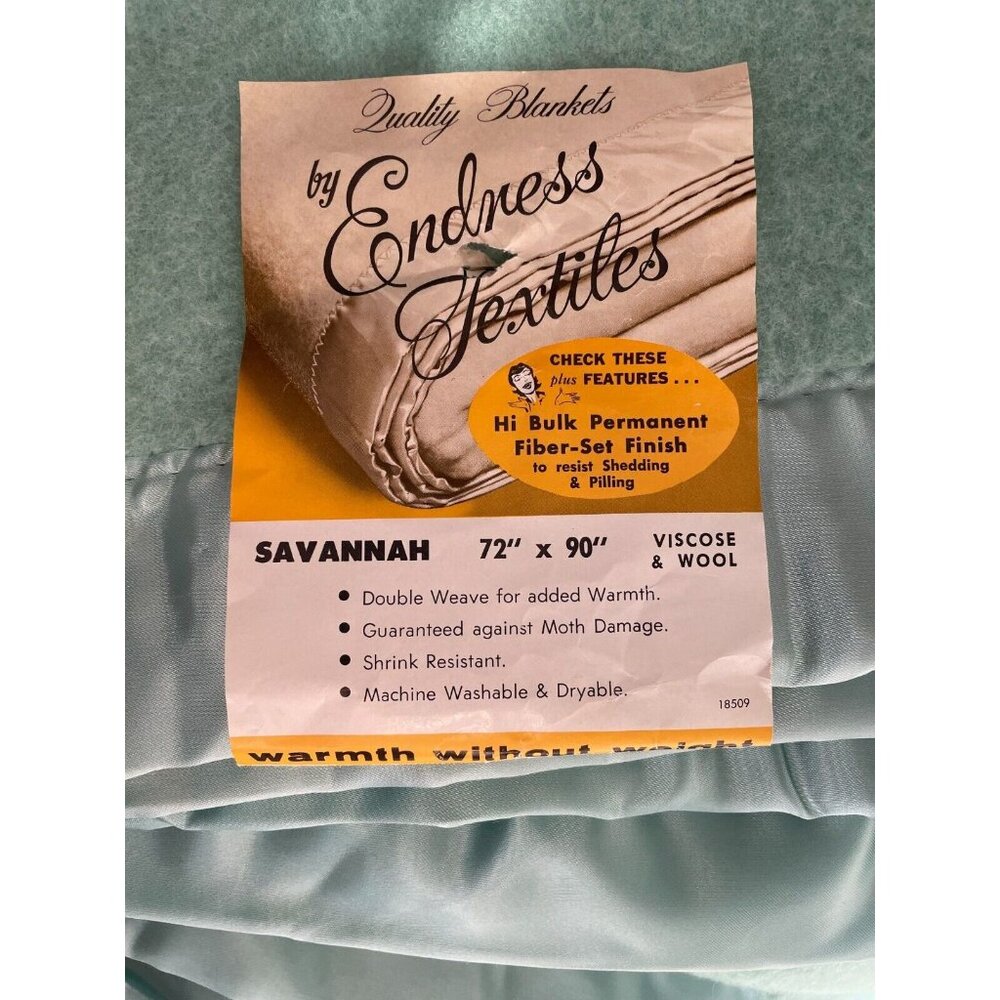 NWT Vintage Endress Textile SAVANNAH Brantfort Canada Viscose Wool Blanket
